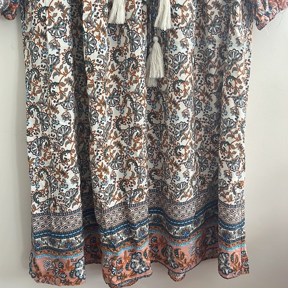 R. Vivimos Bohemian Midi Dress Sz S Paisley Patchwork Prairie Boho Festival - Picture 3 of 6